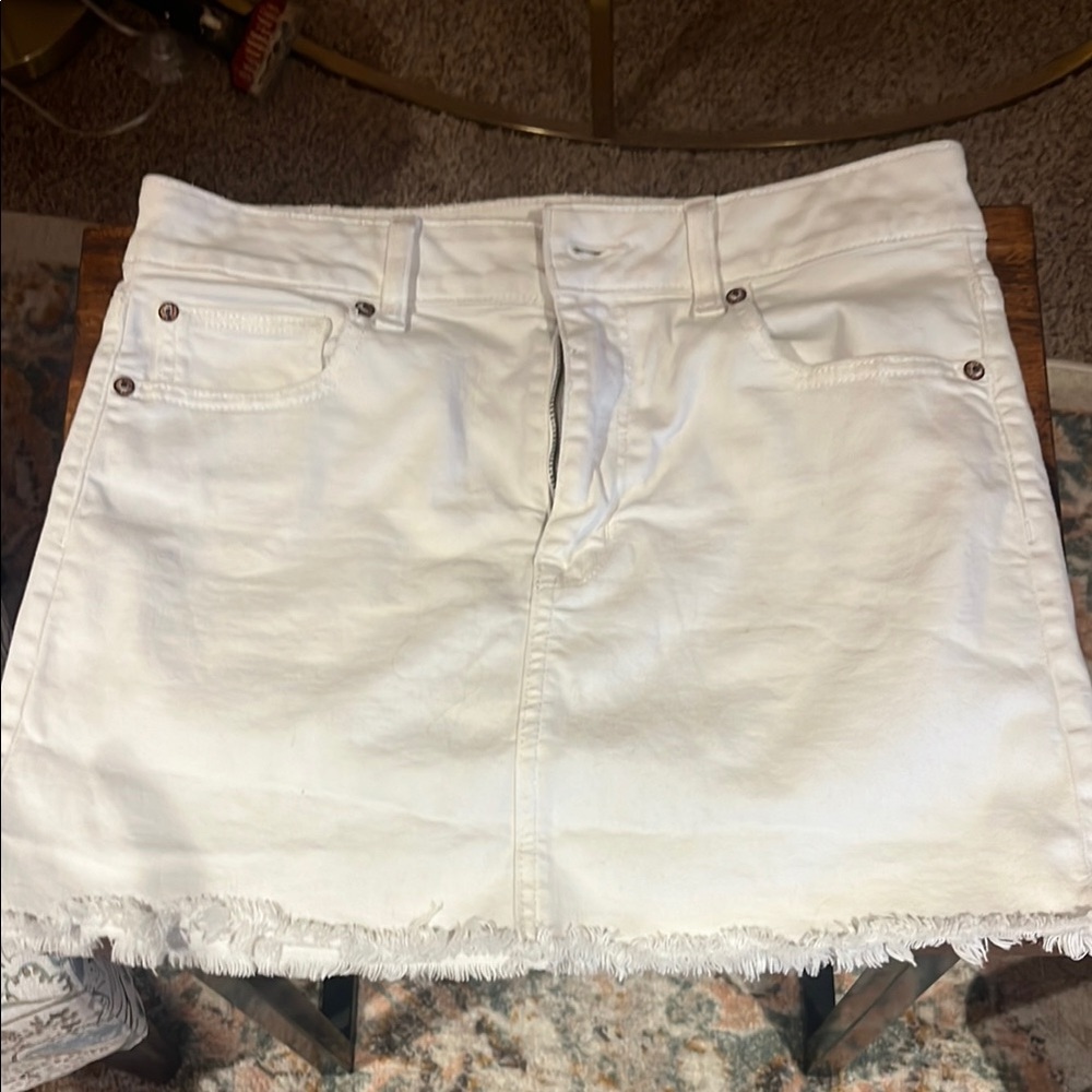 American Eagle Outfitters White Denim Mini Skirt